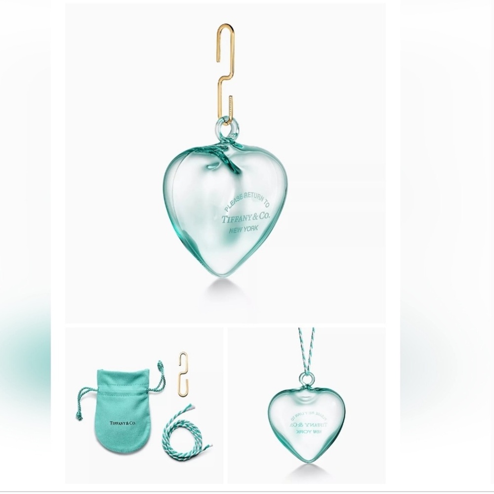 🩵 TIFFANY & CO. ETCHED BLUE HEART CRYSTAL ORNAMENT 🩵 NWT 🩵